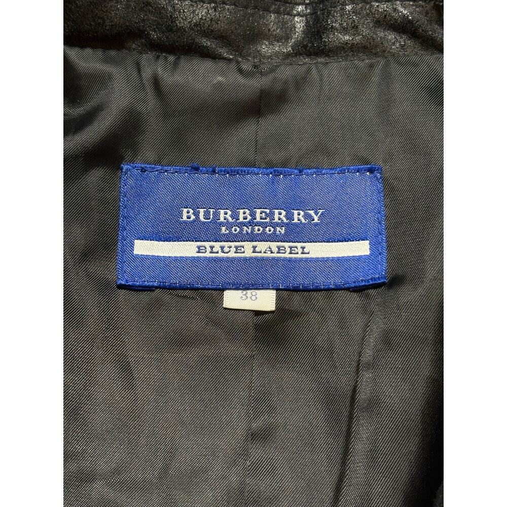 Burberry Blue Label Black Leather Blazer Metallic Size 38 IT 2 US XS - Picture 4 of 6